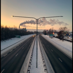 Frostklar morgen over motorvejen