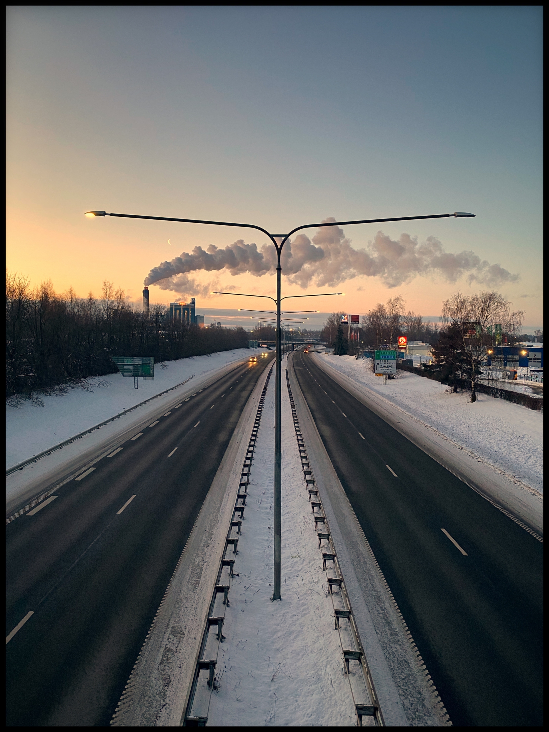 Frostklar morgen over motorvejen
